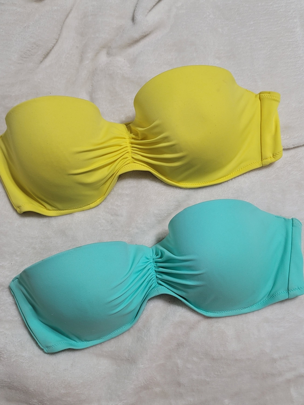 Victoria's Secret Yellow & Aqua Bandeau Bikini Tops Sz 38C